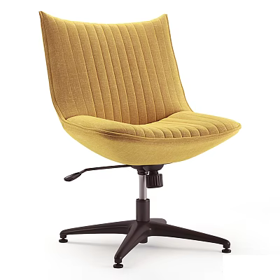 Yellow Ribbed Velvet Office Chair with Black Swivel Base Wheels and Adjustable Lever 3d model