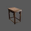 Solid Wood Traditional Stool With Square Top And Carved Legs Design 3d model