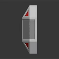 Gray And Red Medical Container With Red Cross Symbol And Geometric Design