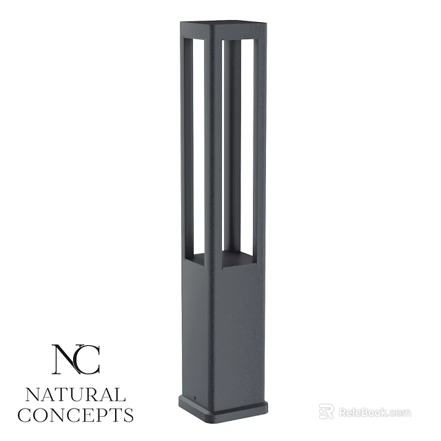 Modern Outdoor Post Light with Black Vertical Design for Garden Exterior 3d model 