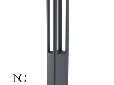 Modern Outdoor Post Light with Black Vertical Design for Garden Exterior 3d model