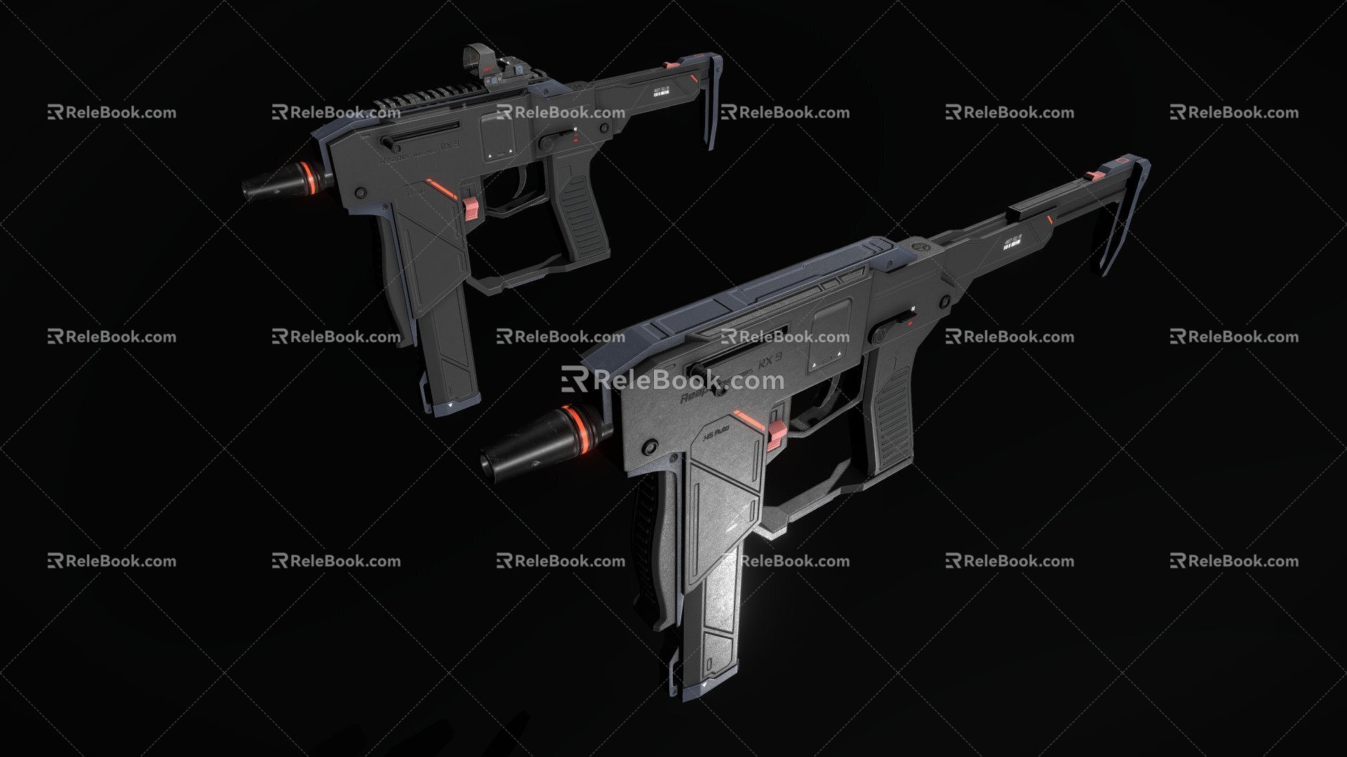 Sci-fi submachine gun model