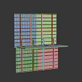 Striped Wall Panel Design With Blue Brackets White Shelf And Reflective Background
