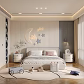 Modern Kids Room with Moon Star Wall Decor Upholstered Headboard Nightstands Toy Storage and Rug