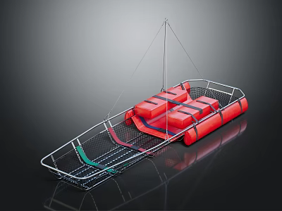 Red Inflatable Leisure Living Product with Metal Frame and Mesh Design for Outdoor Activities 3d model