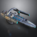Futuristic Science Fiction Spaceship With Streamlined Metallic Body And Glowing Elements