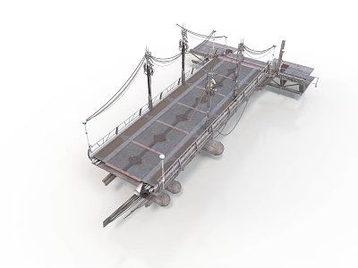 Decorative Bridge Structure With Ornate Railings Lamp Posts And Paved Surface 3d model