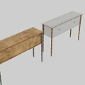 Elegant White Entryway Console Table With Gold Bamboo Legs And Drawer Storage 3d model