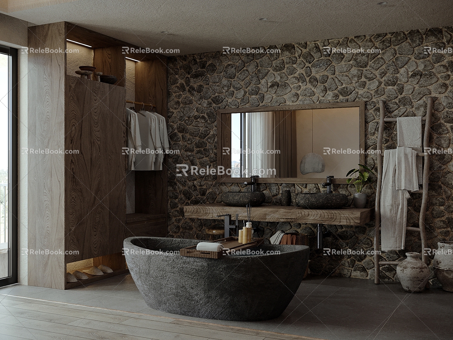 Homestay bathroom sink bathtub 3d model