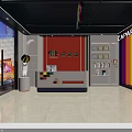 CAPAROL Specialty Store With Colorful Stripes Red Black Walls White Sculpture And Modern Design