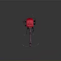 Red Beetle With Long Snout And Metallic Body On Dark Background
