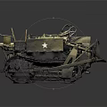 Vintage Military Bulldozer Model With Tracked Undercarriage And Star Insignia