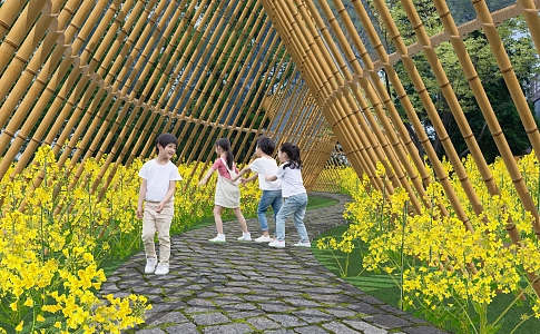 Modern Special-shaped Landscape Corridor Bamboo Gallery Bamboo Art Pavilion Rural Leisure Corridor Agricultural Park Farmland Corridor 3d model