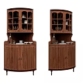 Wooden Wine Cabinet With Glass Doors And Storage For Wine Glasses And Bottles