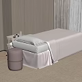 Comfortable Massage Bed with Soft Light-Colored Bedspread Small Stool and Cozy Spa Room Setting 3d model