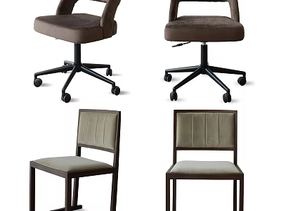 Modern Office Chairs in Various Styles with Upholstered Seats and Backrests 3d model
