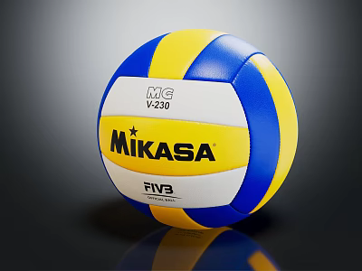 Professional Mikasa Volleyball with Blue Yellow White Panels FIVB Approved V200 Model 3d model