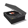 Headphone Speaker Black Vinyl Record Player With Open Lid And Turntable Design 3d model
