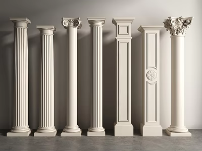 Classical White Roman Columns In Various Styles For Interior Architectural 3d model