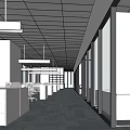 Modern Public Office Space With Open Layout Glass Partitions Long Tables And Ergonomic Chairs