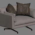Modern Light Gray Single Sofa With Two Dark Brown Cushions And Black Metal Legs