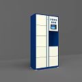 Blue And White Evidence Storage Cabinet With Digital Screen And Multiple Compartments 3d model
