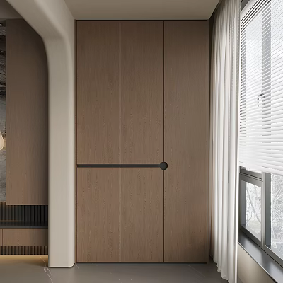 Modern Wooden Balcony Cabinet With Minimalist Design Window Blinds And Storage 3d model