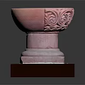 Pink Stone Bowl Container With Square Pedestal Base And Smooth Surface