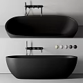 Modern Black Bathtub Design With Suspended And Freestanding Styles Faucet And Round Knobs