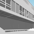 Modern Office Building With Perforated Facade Large Windows And Geometric Design