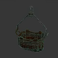 Vintage Rustic Hanging Bucket With Metal Frame And Hook As Practical Household Tool