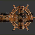 3D Rendered Ancient Weapon Trebuchet With Orange Black Arm Structure And Counterweight