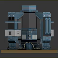 Futuristic Sci-Fi Mechanical Structure With Glowing Blue Elements And Side Panels On Platform Base