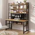 Bright Room Wooden Top Metal Frame Desk With Computer Monitor Books Decorations And White Chair