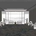 New Chinese Reception Room Reception Sofa Coffee Table Combination Reception Room VIP Negotiation Room Reception Sofa Chair VIP Lounge 3d model