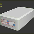 White Rectangular Electronic Device With Open Front Panel And Blue Internal Components