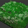 Natural Stone Circular Ring With Lush Green Grass and Mossy Greenery