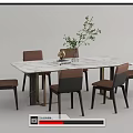 Modern Dining Table and Chair Combination Leather Dining Table and Chair Combination Rock Board Table Dining Chair 3d model