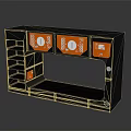 Medical Storage Cabinet With Orange Control Panels Black Frame And Drawers