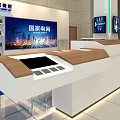 Modern Spacious Service Hall Interior Design With Service Counters Waiting Area And Digital Screens