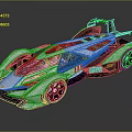 Futuristic Concept Race Car with Sleek Aerodynamic White Body Black Accents Rear Wing Sporty Wheels