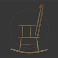 Traditional Light Colored Wooden Rocking Chair With Spindle Back And Armrests