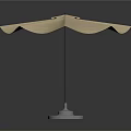 Beige Outdoor Umbrella Design With Canopy Pole And White Base 3d model