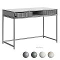 Modern Home Desk Design With Grey Drawers And Black Metal Frame