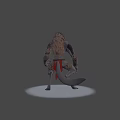 3D Rendered Fantasy Mythical Creature With Brown Mane Gray Body And Red Sash
