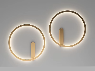 Modern Round Gold Wall Lamps with Circular Light Design and Bright Illumination 3d model