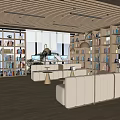 Modern Library Book Bar Reading Room Library 3d model
