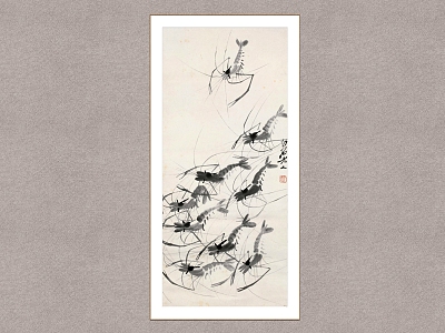 New Chinese Animal Painting Qi Baishi Group Shrimp model