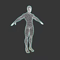 3D Rendered Muscular Shirtless Man in Dark Shorts with Arms Outstretched