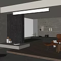 Modern Minimalist Study Room Interior With Wooden Bookshelves Desk And Window Blinds